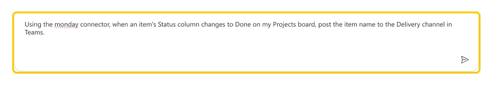 The Describe it to design it page with the prompt typed in