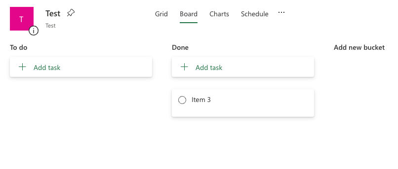 Task created in Microsoft Planner Done bucket