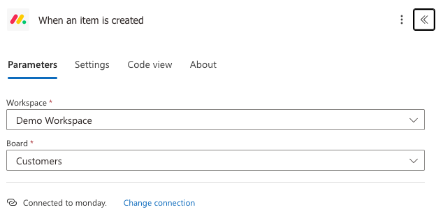 When an item is created trigger configuration